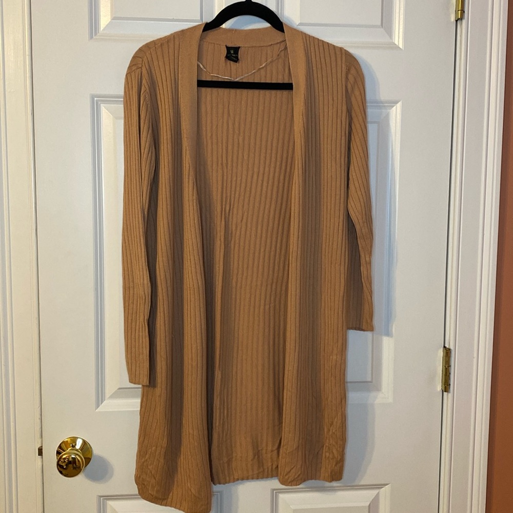 Dusty rose, long, button-down cardigan